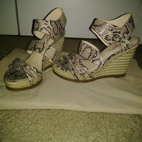 Fergies Wedge Snakeskin Sandals - Picture 2 of 2